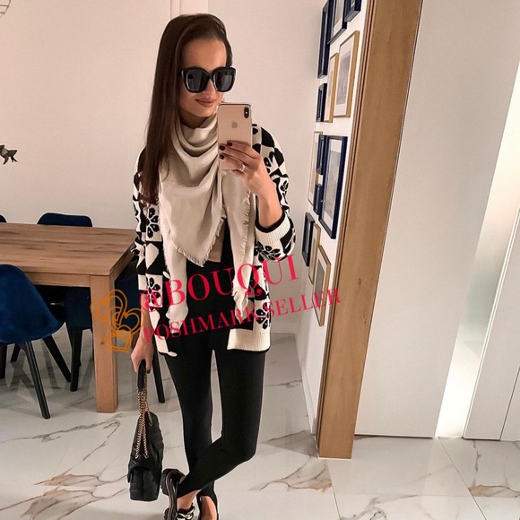 BLOGGERS FAV ZARA V-NECK KNIT JACQUARD JACKET CARDIGAN - Picture 13 of 15